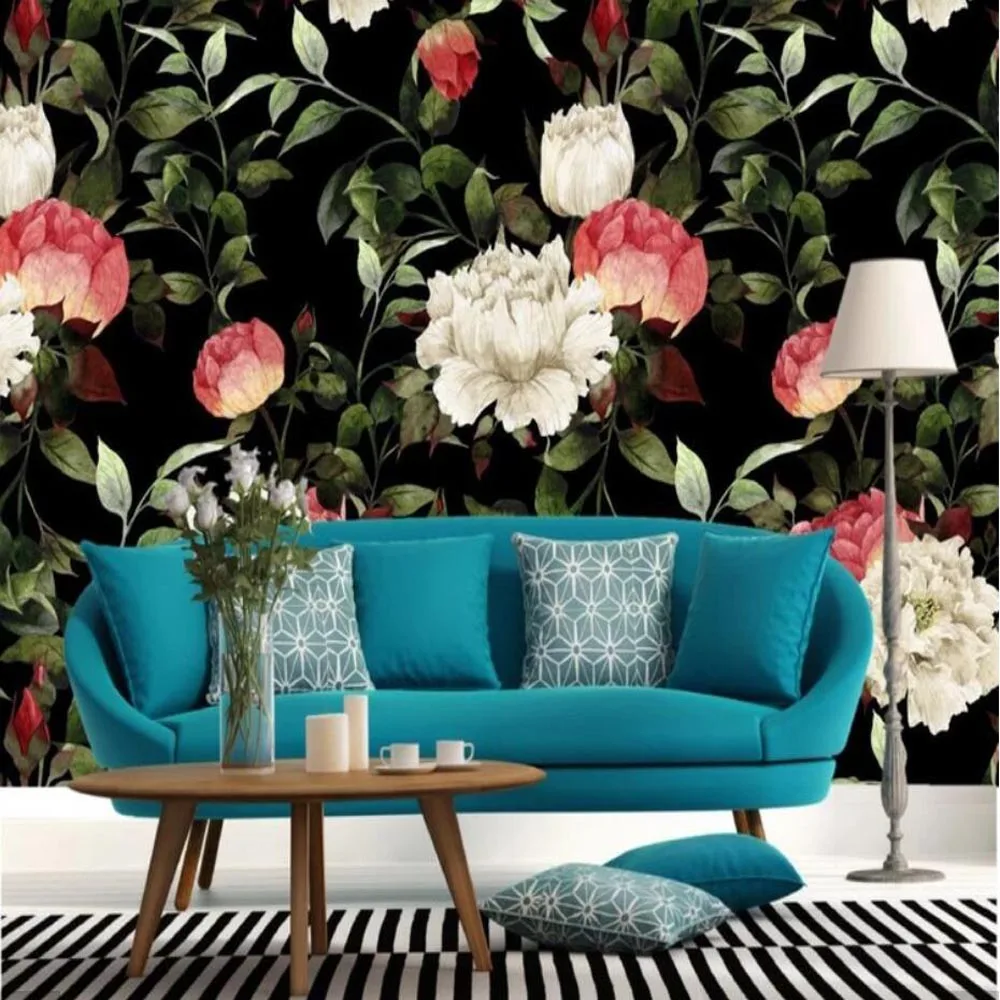 Watercolor Red White Flower Wallpaper Mural HD 3D Printed Photo Wall Murals for Bedroom Floral Paper Roll Covering | Обустройство