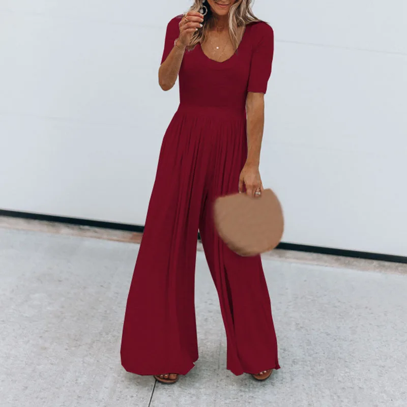 Женские вечерние летние костюм-комбинезон модные праздничные широкие длинные