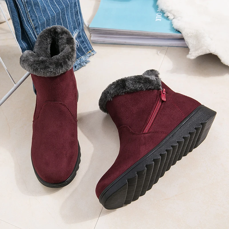 Женские зимние ботинки Теплые короткие плюшевые ботильоны на меху Женская обувь