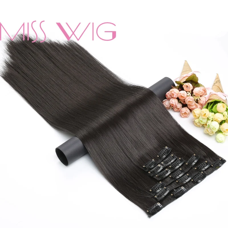 Накладные волосы MISS WIG 15 цветов 24 дюйма 16 клипс прямые синтетические для