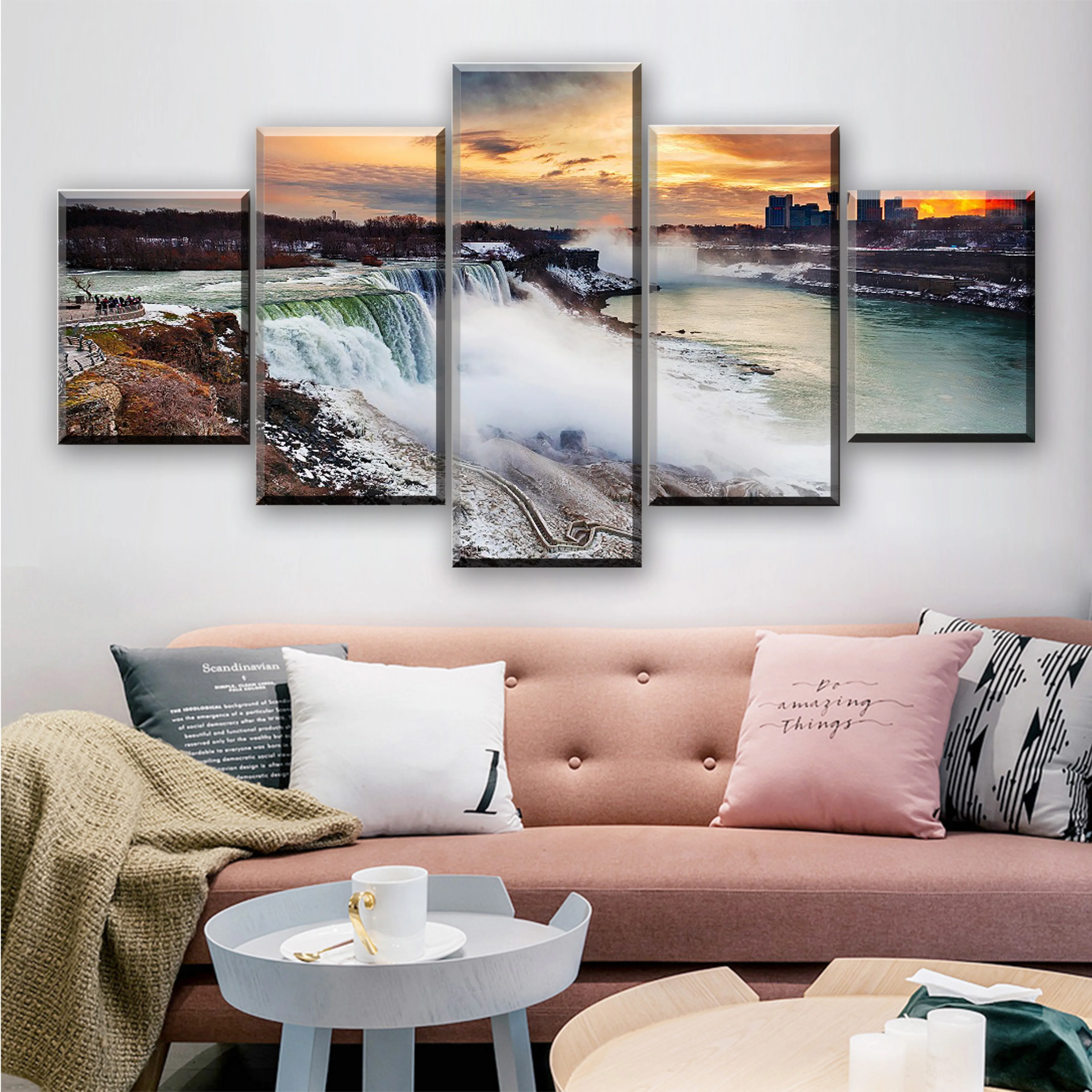 

Canvas Prints Poster Home Decor Wall Art 5 Piece Landscape Niagara Falls Paintings For Living Room Modular Pictures Framework