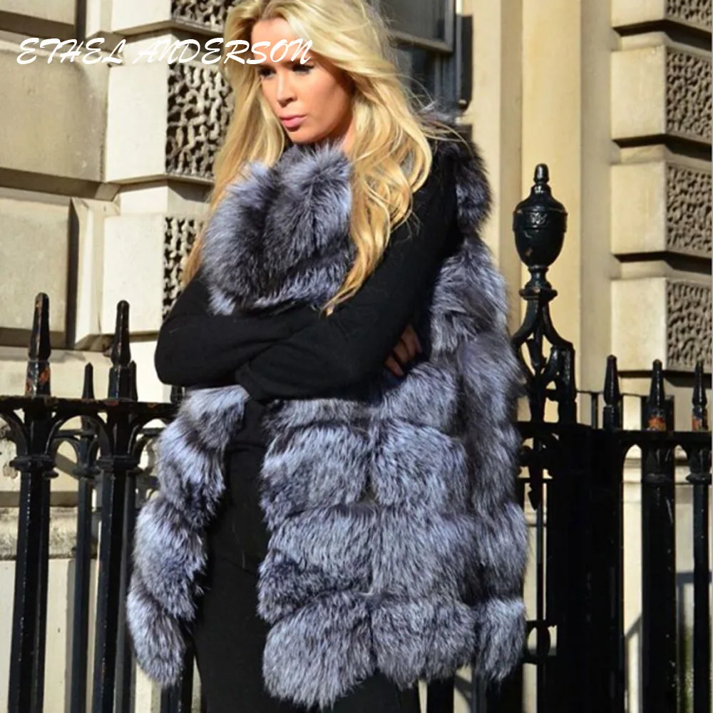 100% Imported Finland Real Fox Fur Vest Natural Whole Fox Fur Vest Gilet Women Standard Covered Jackets Coat Plus Size 3XL