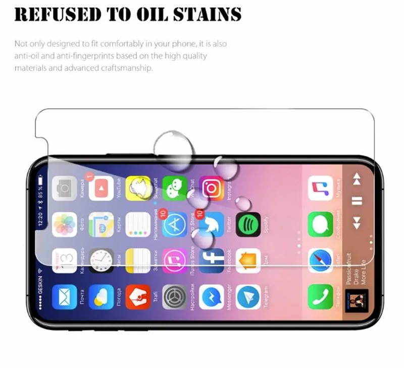 Для iPhone 7 8 X & PLUS гибкая пленка из закаленного стекла прозрачная не полная Защита