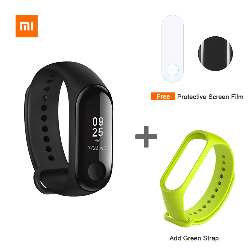 Add Green Strap Xiaomi mi-браслет 3 Смарт-Браслет фитнес-трекер умный Браслет 0,7" OLED сенсорный экран 50 м водонепроницаемый mi Band 3 - Цвет: Add Green Strap