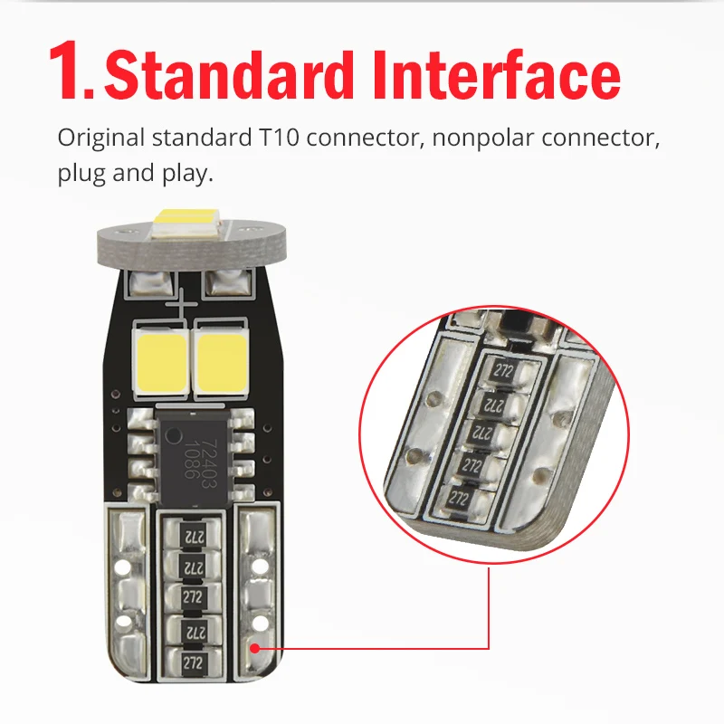 NAO T10 led CANBUS W5W NO hyper flash 1,6 Вт 12 в автомобильный интерьерный светильник 2835 Чип супер яркий без ошибок белый Янтарный 168 194 купольная лампа