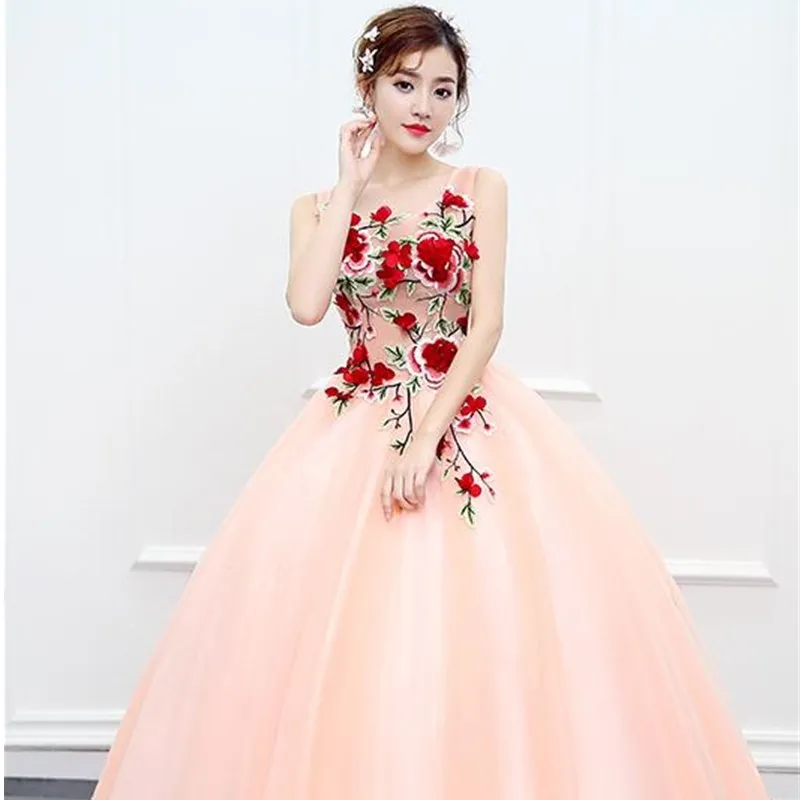 Фото Ruthshen Vestido De Festa Sweet 16, платья для выпускного вечера, дешевые платья с цветочной аппликацией и вышивкой, вечерние платья 2020, длинное вечернее платье №4