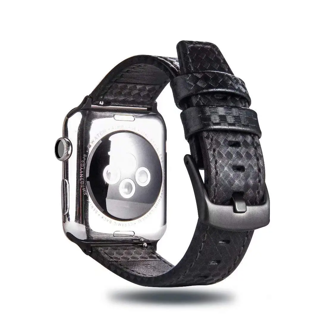 Роскошный ремешок для Apple watch 44 мм 40 мм iWatch 42 мм 38 мм углеродное волокно+ кожаный ремешок для часов Браслет Apple watch 4 3 2 1