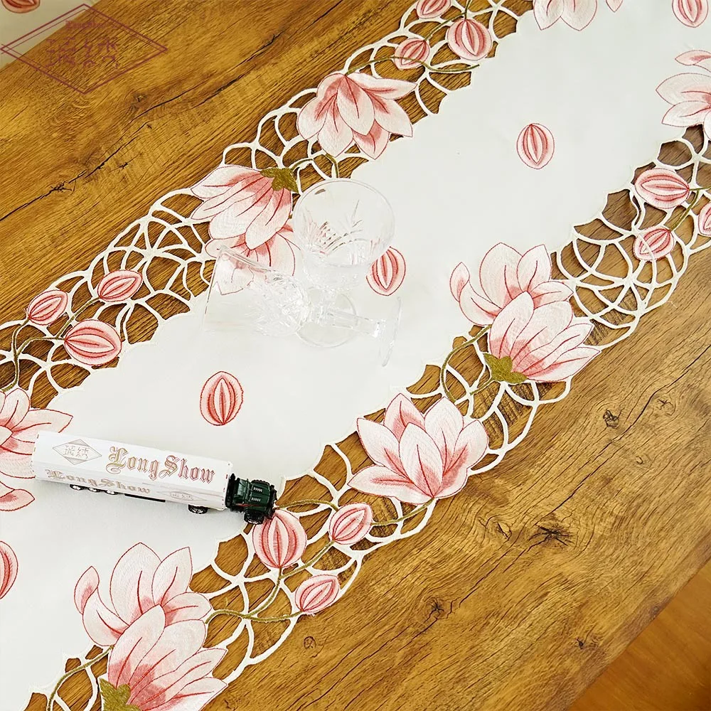 Новинка украшение для дома Европейский Вышитый Чехол стола белая атласная