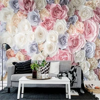 hand painted 3d floral garden roses custom photo wallpaper mural living room sofa tv background wall covering papel de parede 3d