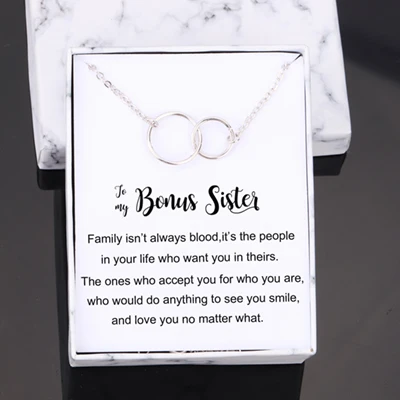 Silver with box Сувенир, бонусный подарок для сестры, коробка с надписью, ювелирные изделия, цепочка, колье, сестры, друзья, подарок, аксессуары, подарок на день рождения - Окраска металла: Silver with box