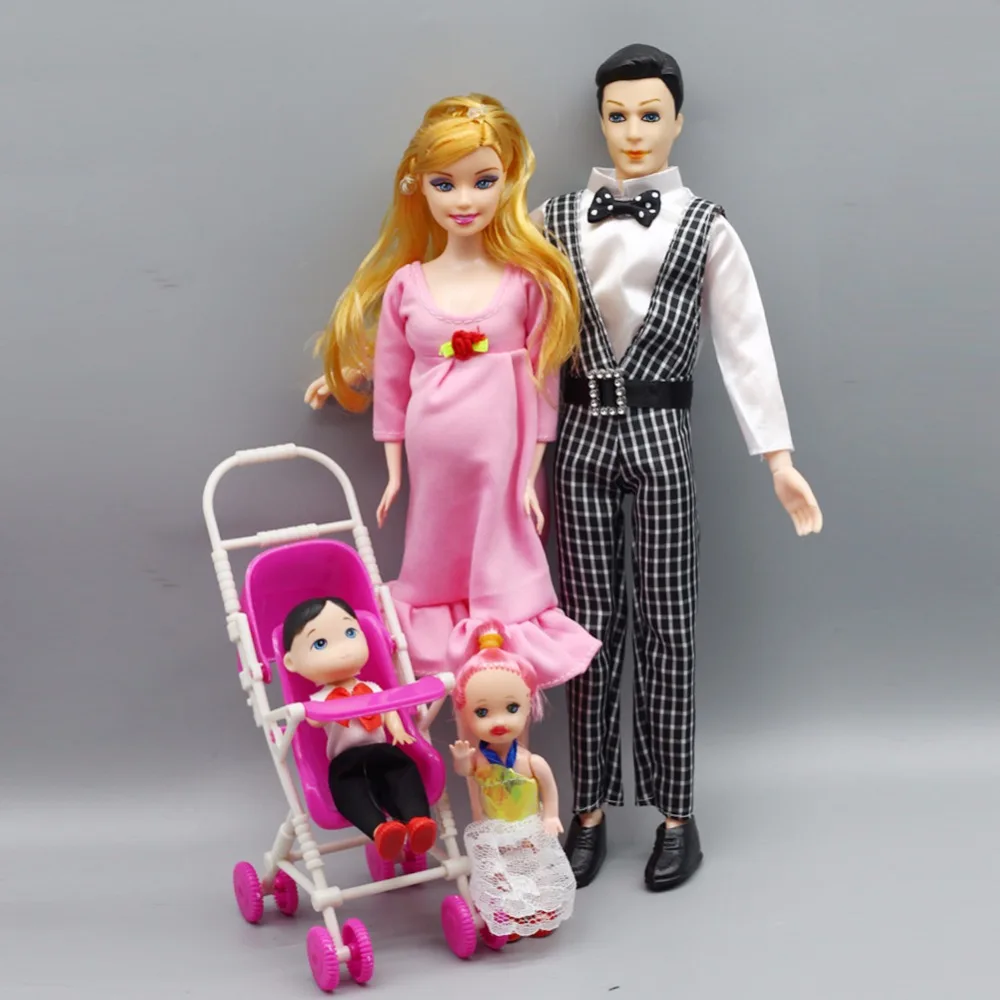 Fashion Toys Family 5 People Dolls 1Mom / 1Dad 1 Little Kelly Girl 1Son Baby Real Pregnant Doll toys | Игрушки и хобби