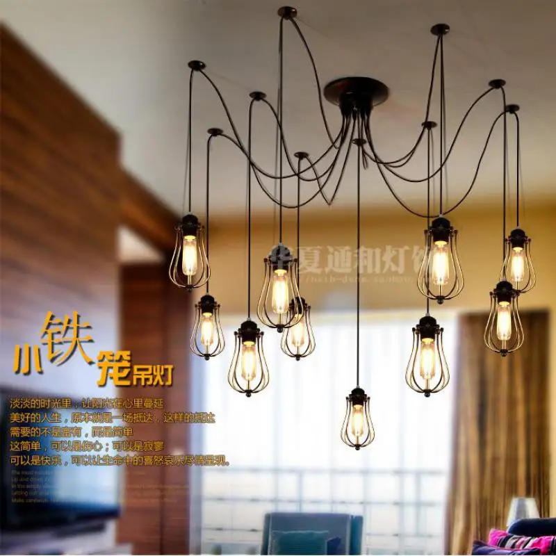 warehouse rusitc Industrial lighting Bar iron pendant light up &amp down Suspension Luminaire cage Studio Store Restaurant lampe | Лампы и