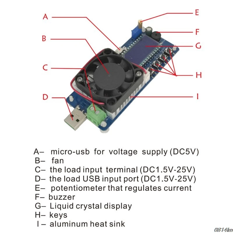 25WBattery Емкость тестер постоянный ток электронная нагрузка USB мощность детектор регулируемый резистор