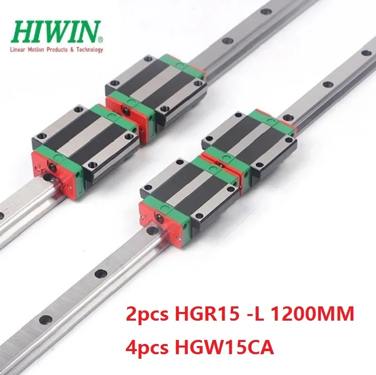 2 шт. 100% оригинальный Hiwin линейный рельс HGR15 L 1200 мм + 4 HGW15CA (HGW15CC) фланцевый блок