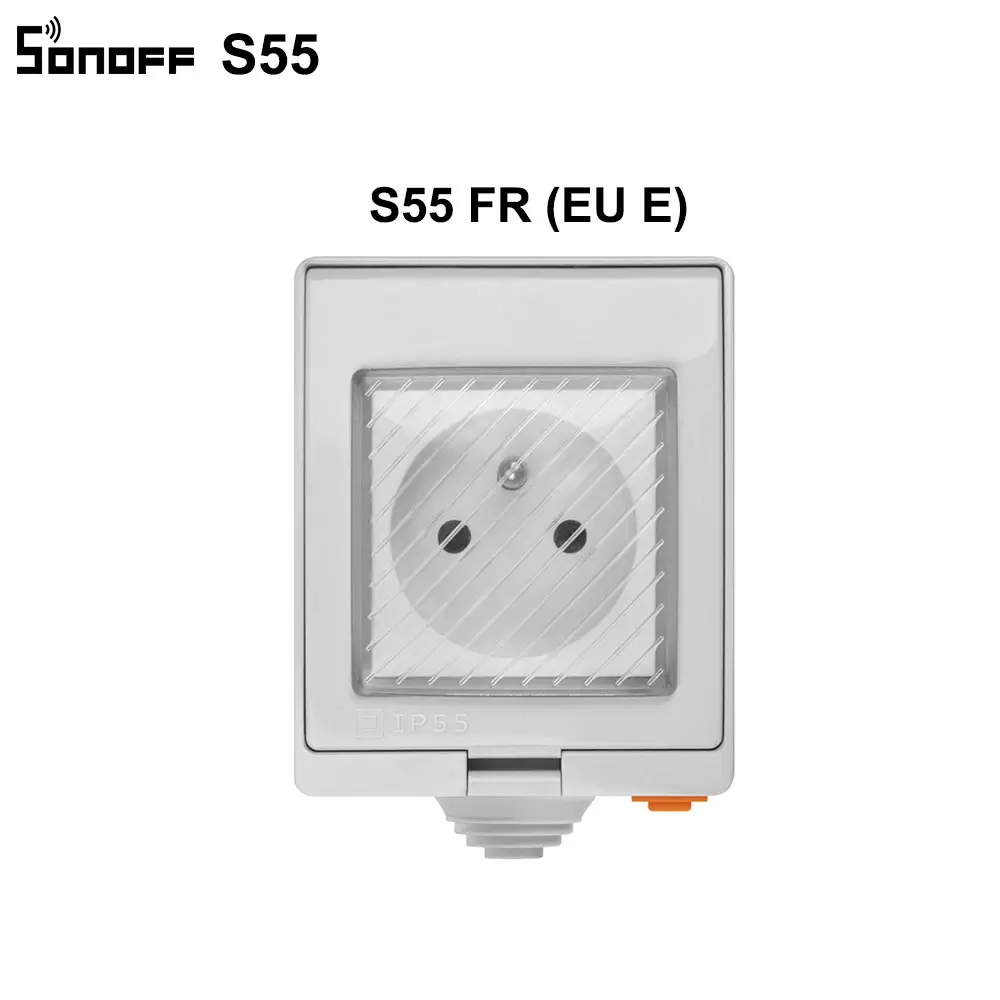 S55 FR SONOFF S55 водонепроницаемый IP55 Wifi умная розетка, таймер открытый AU/EU/UK/US/ZA вилки приложение/Vocie дистанционное управление работает с Alexa - Цвет: S55 FR