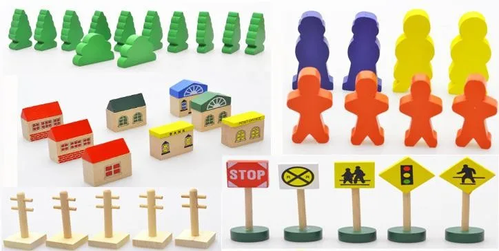 100 шт./компл. набор деревянных треков из бука для поездов игрушки детей