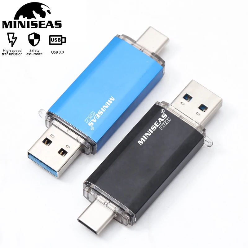 Miniseas OTG usb3.0 & type c usb флэш накопители 16 Гб оперативной памяти 32 встроенной 64 ГБ 128