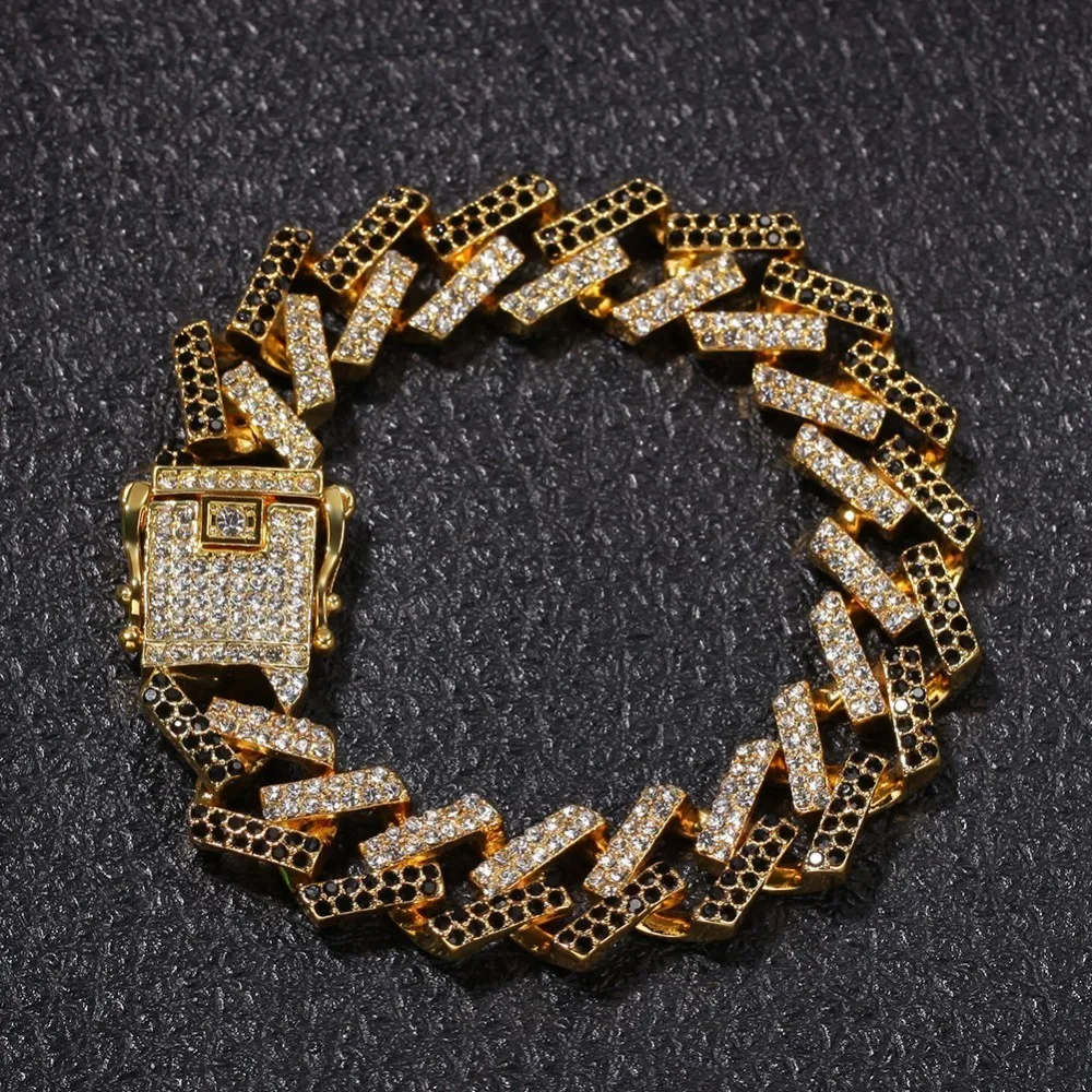 BLING KING NE+ BA модные ювелирные изделия ожерелья и браслеты 15 мм Мода Iced Out 2 ряда зубцов кубинские звенья цепи для мужчин и женщин