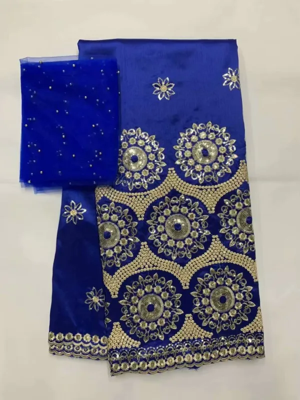 Африканский Джордж кружево с 2 ярдов бусины Тюль Кружево Высокое качество Ткань