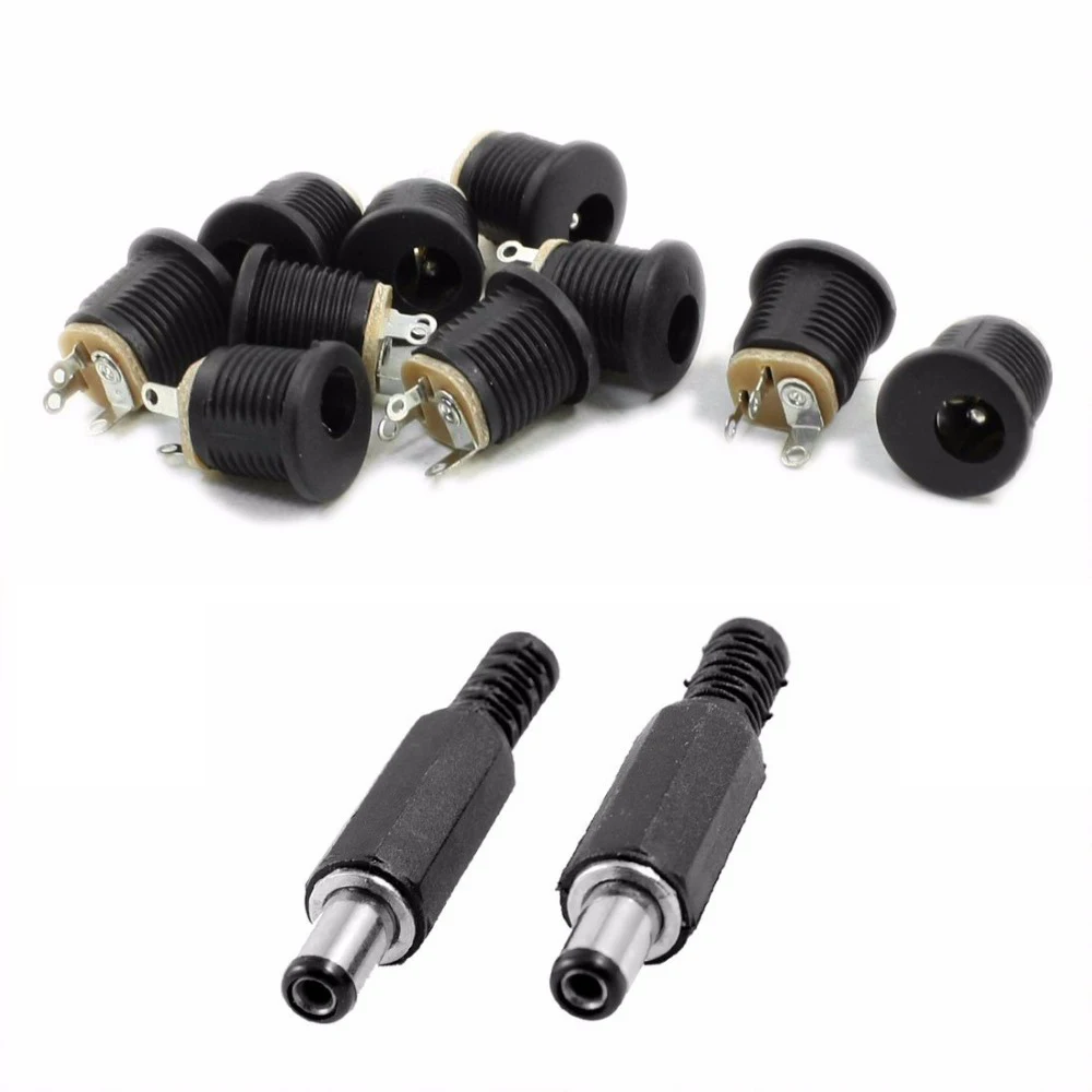 

200pcs/lot DC Power 5.5 x 2.1mm plug+female Socket Panel Mount adapter DIY