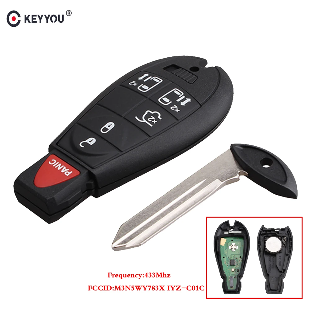 KEYYOU 6 кнопок дистанционного управления брелок 433 МГц M3N5WY783X IYZ-C01C для Chrysler город и страна для Dodge Grand Cherokee автомобильный ключ