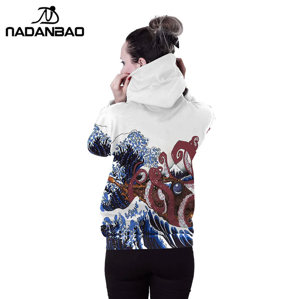 NADANBAO 2019 осень зима Женская толстовка большая волна Kanagawa толстовки пары