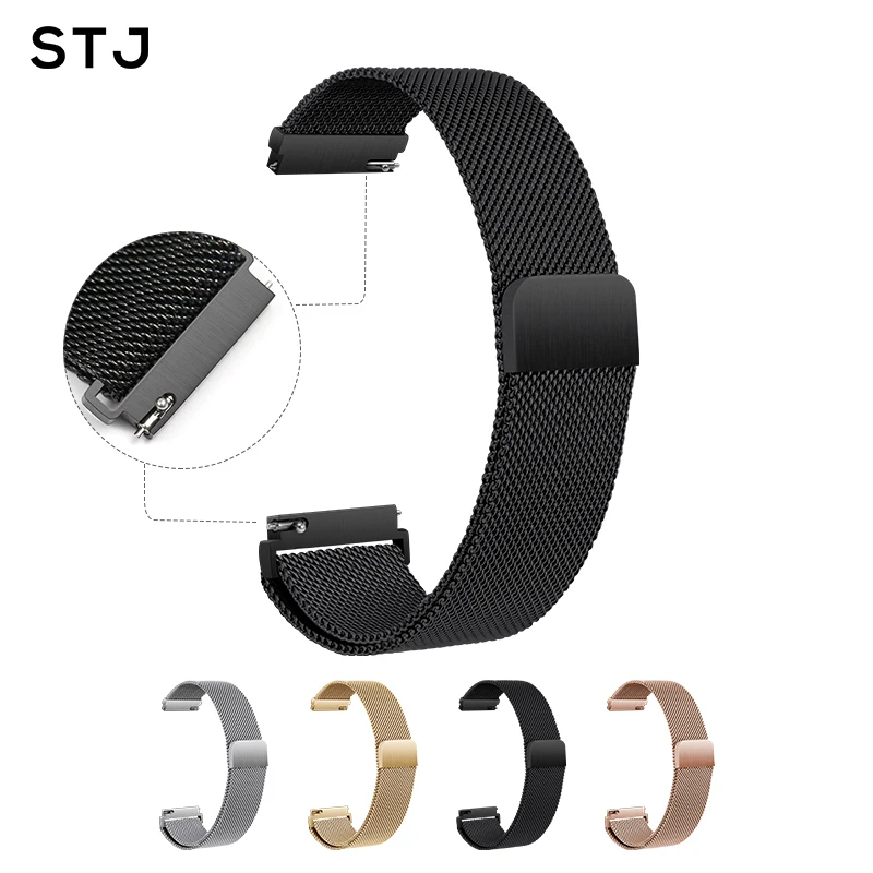 STJ 22 мм 20 мм ремешок для samsung gear Sport S2 S3 Frontier Classic Huami Amazfit Bip Pace Galaxy Watch Active 42 мм 46 мм ремешок