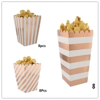 8pcslot rose gold stripe popcorn box happy birthday baby anniversary party decorations suppliers wedding party candy box