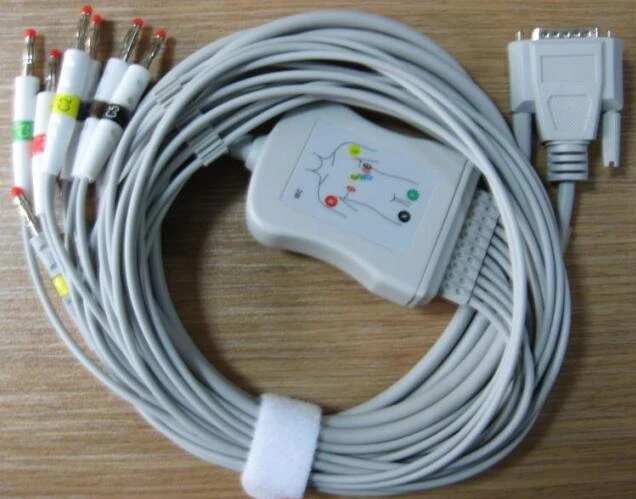Free Shipping Compatible Nihon Kohden ECG/EKG Cable ECG-1250,ECG-1350, ECG-9101/9130/9132/9620 Banana 4.0 end without Resistor