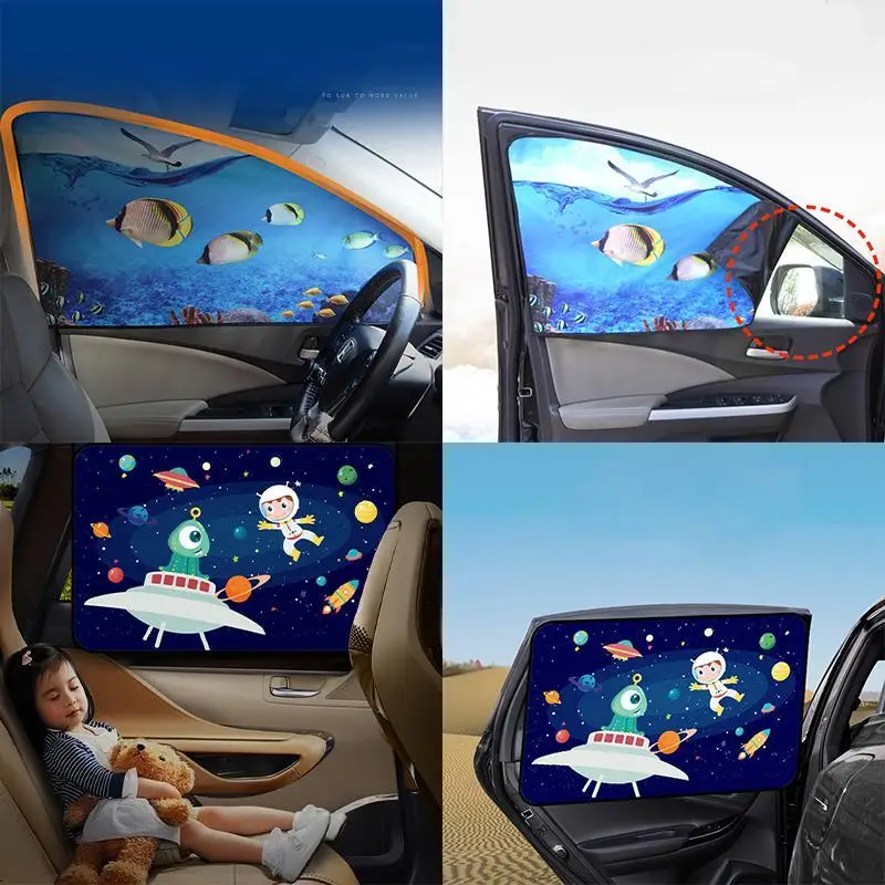 Магнитная Автомобильная боковая Солнцезащитная шторка милый мультфильм