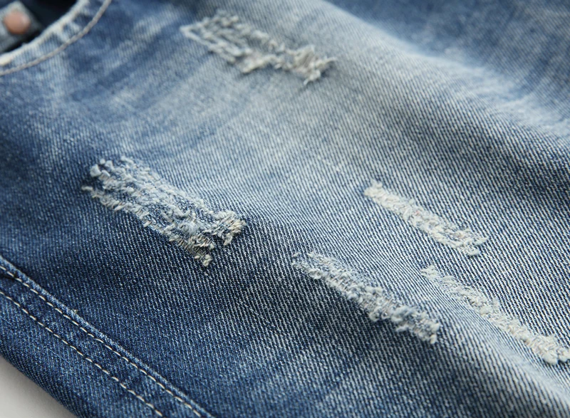 Новинка прямые джинсы мужские 2017 Осенние модные потертые хлопковые рваные