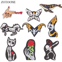 zotoone flower skull horse patches diy stickers iron on clothes heat transfer applique embroidered applications cloth fabric g