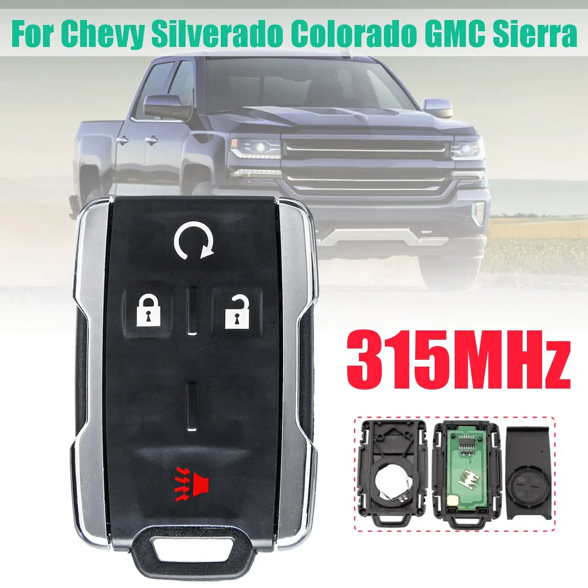 4 buttons 1 шт. 3/4/6 Кнопка 315 МГц умный дистанционный ключ брелок для Chevy Tahoe Suburban M3N-32337100 для GMC Yukon XL - Цвет: 4 buttons