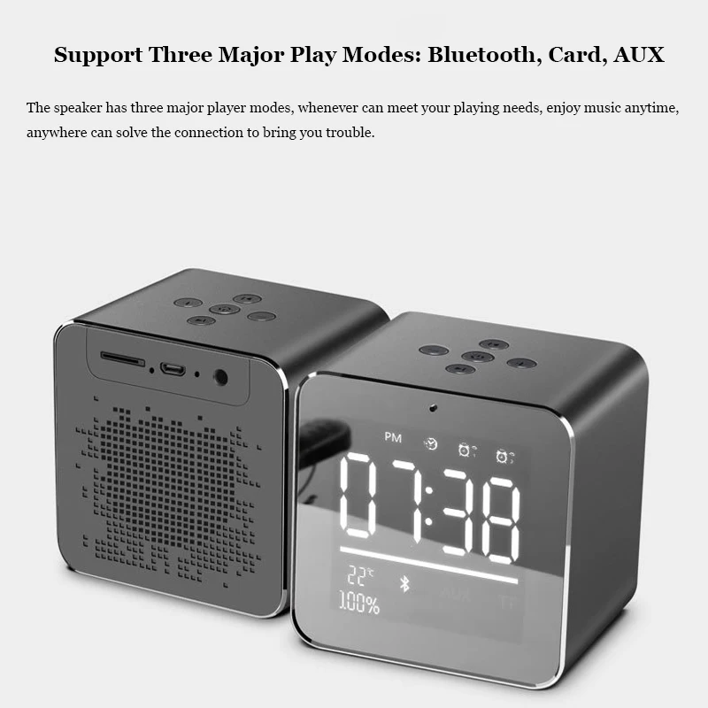 HLTON металлический Bluetooth беспроводной динамик двойной будильник температура