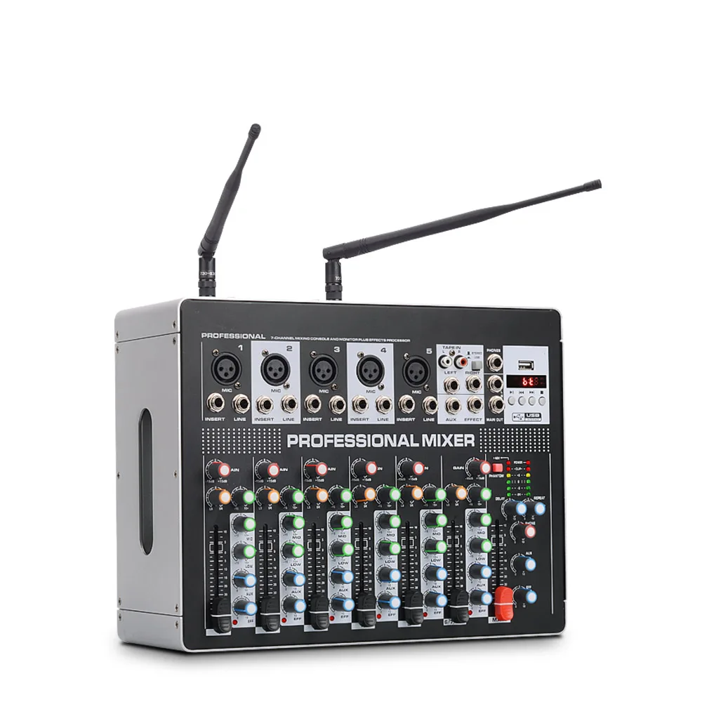 mixer TKL контрольно-DSP8 7 канальный усилитель, работающий на основании технологии "блютус" с Wiress микрофон DJ микшерная консоль с USB 48V Phantom Мощность микрофона для караоке стадии - Цвет: mixer