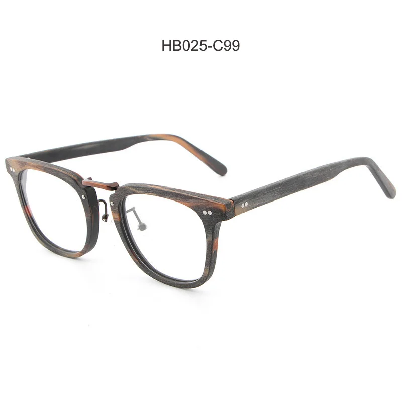 HB025-C99 HDCRAFTER оправы для очков по рецепту деревянная зерно оптическая оправа для очков, при близорукости с прозрачными линзами для мужчин и женщин оправы для очков - Цвет оправы: HB025-C99