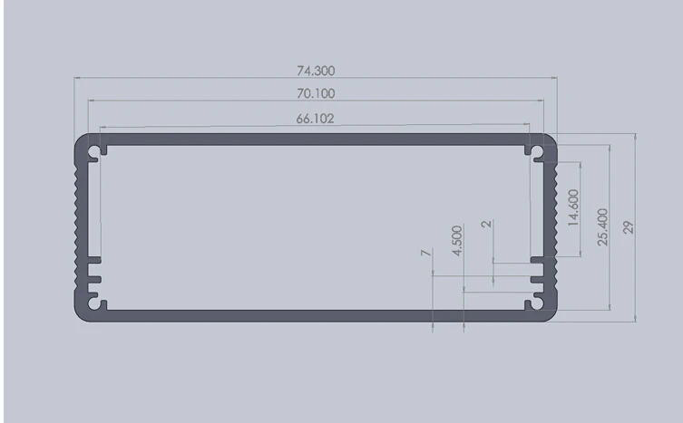 Алюминиевый корпус для управления питанием экструзионный 74x29x100 мм алюминиевый