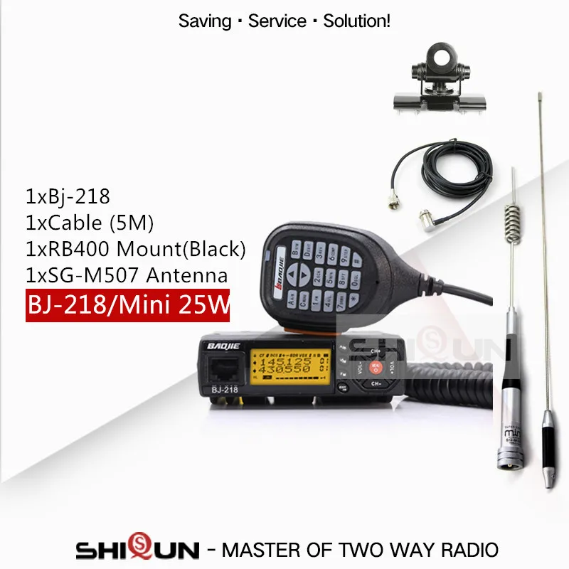 Antenna Set-Black 25 Вт Мобильная Автомобильная рация BJ-218 с антенной SG-M507 Z218 UHF VHF Двухдиапазонная мини-Автомагнитола 10 км Baojie BJ 218 - Цвет: Antenna Set-Black