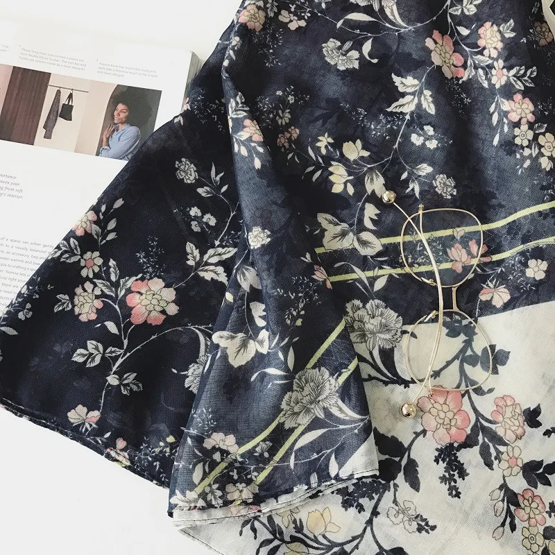 2018 High Quality One colors Flowers Scarves Full Cover Muslim Hijab Cotton Print Moslima Solid Islamic Head Turbans For Women | Аксессуары