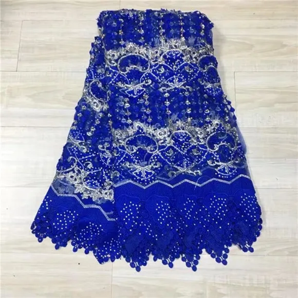 Hiigh quality nigerian wedding lace fabric red latest african laces 2017 french net with pink for dres Royal blue | Дом и сад