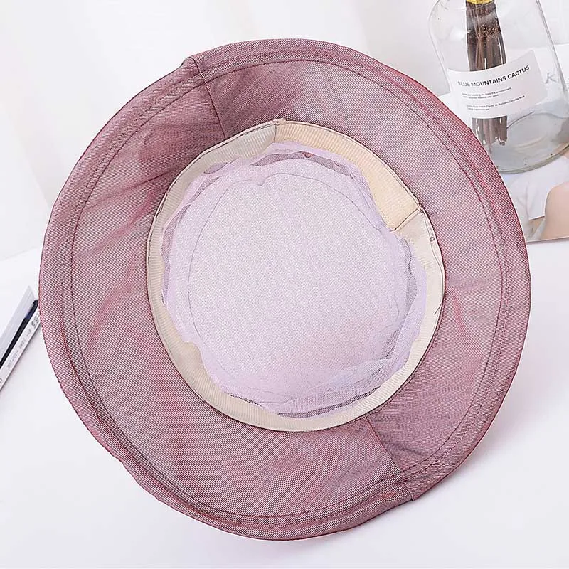 Летняя женская кепка из органзы с цветочным рисунком Женская Повседневная