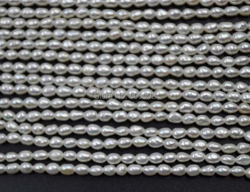 

wholesale 10 strands 3mm rice genuine freshwater pearl lots