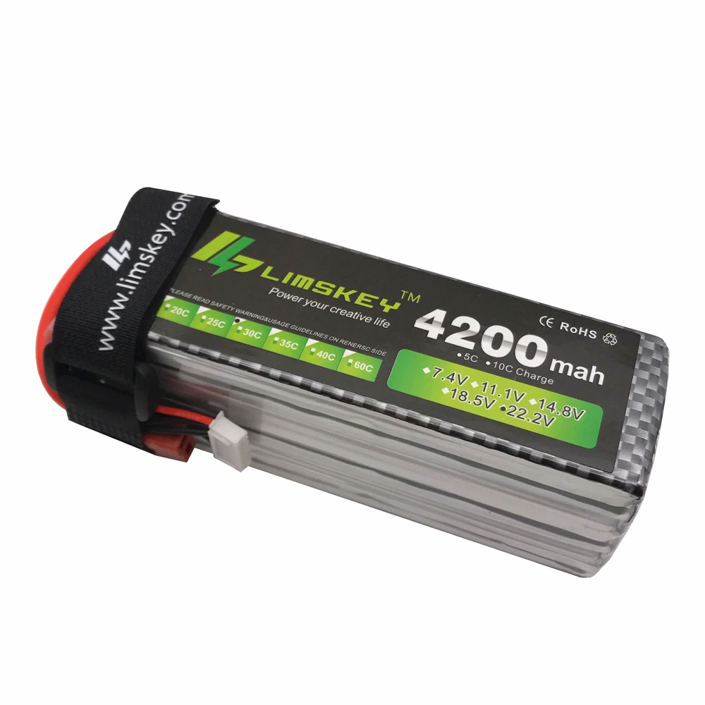 

Limskey Power 22.2V 4200MAH Lipo Battery 30C For remote control helicopter and RC Car 6S Lipo 22.2 V 4200 mah T/XT60 Plug