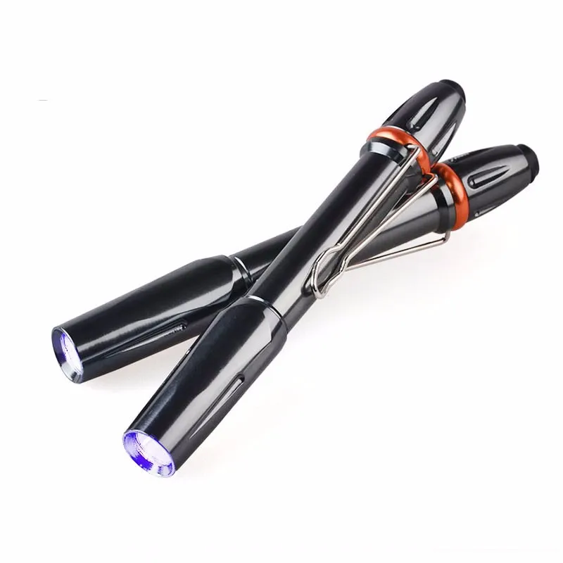 Фото TopCom металла Алюминий УФ 395nm 365nm черный свет Penlight для обнаружения Fluorescer поддельных банкноты деньги Watermake №3