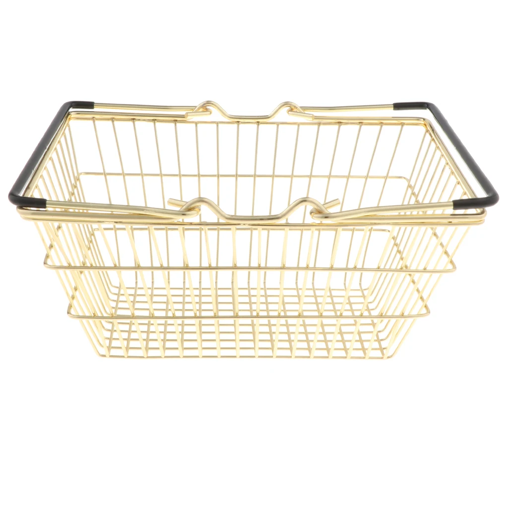 Gold M Мини-корзина для покупок с прочной металлической рамкой, ручка/карандаш/держатель для карт настольная игрушка для хранения - Цвет: Gold M