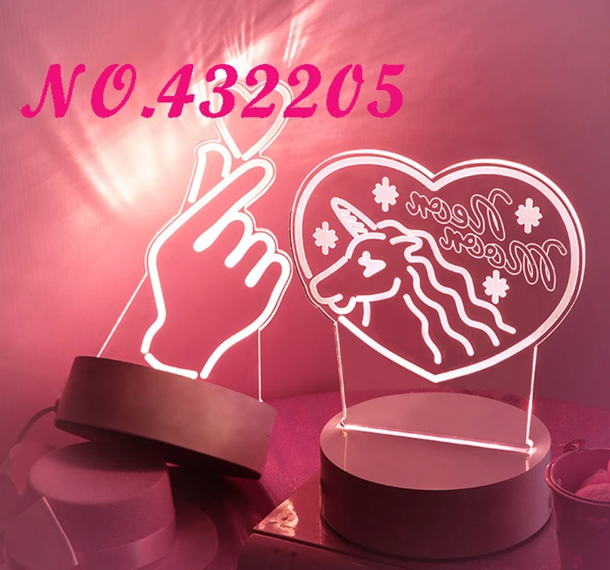 Экшн фигурка Единорог любовь жест Милая мультяшная проекционная Ночная лампа