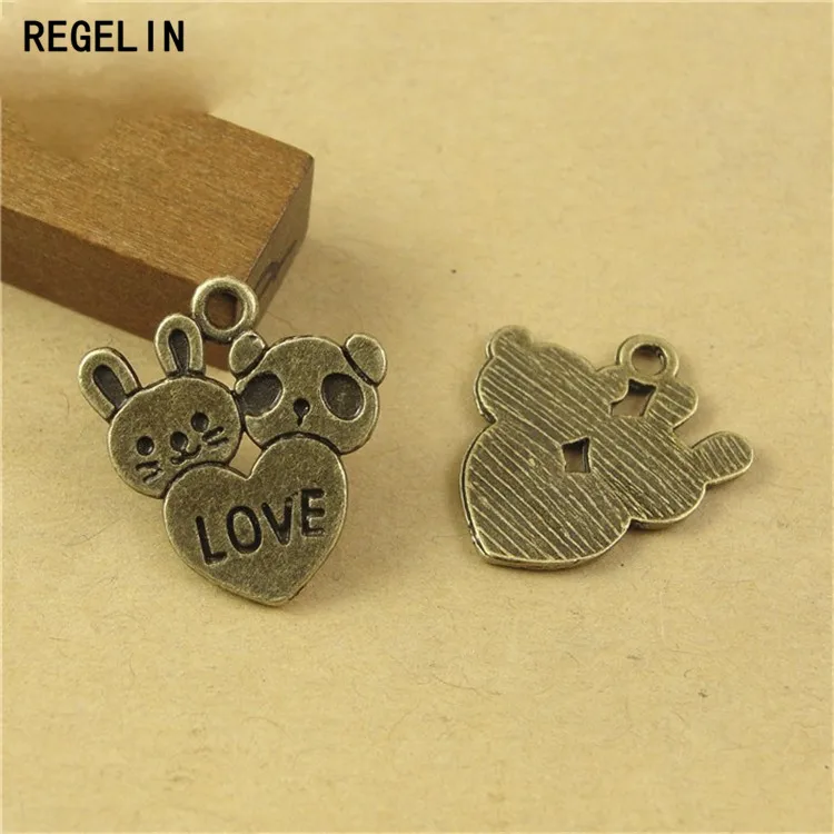 REGELIN 20 шт. 18x20 мм античная бронза для влюбленных Кулон Diy ожерелье ювелирные
