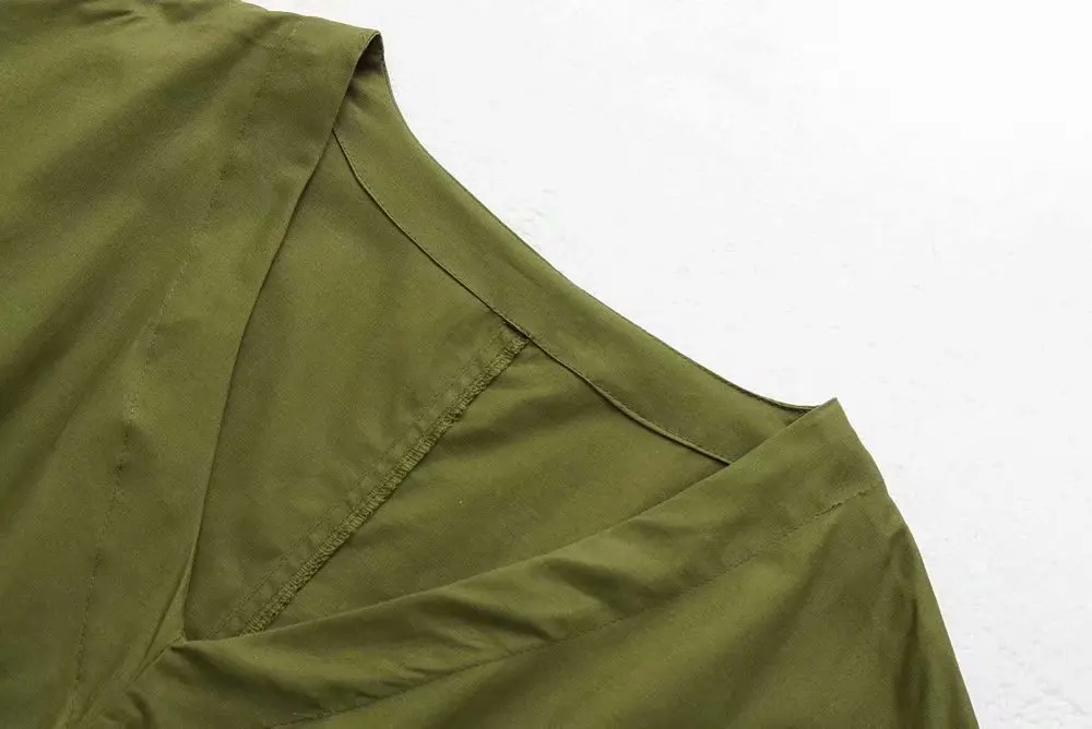 2019 женское модное однотонное платье с v-образным вырезом стиль сафари