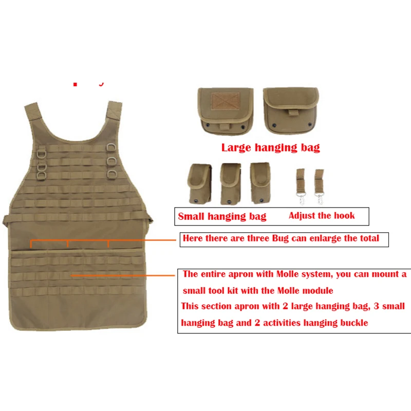 Фартук тактический Мужской армейский фартук Molle универсальные фартуки