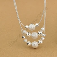 promotions beautiful fashion elegant 925 sterling silver charming 3 layers beads pendant necklace jewelry for woman
